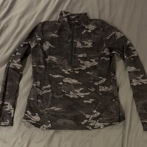 Avia Black Camo 1/4 Zip Long Sleeve Top
